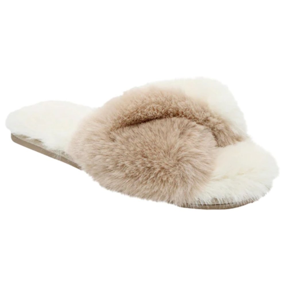 totes toasties™ Faux Fur Open Toe Slide Slippers NWOT